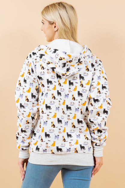 Colorful Cat Zipper Hoodie