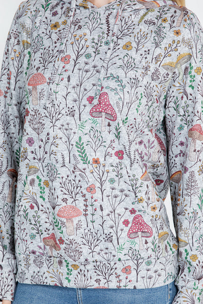 Mushroom print Pullover Hoodie