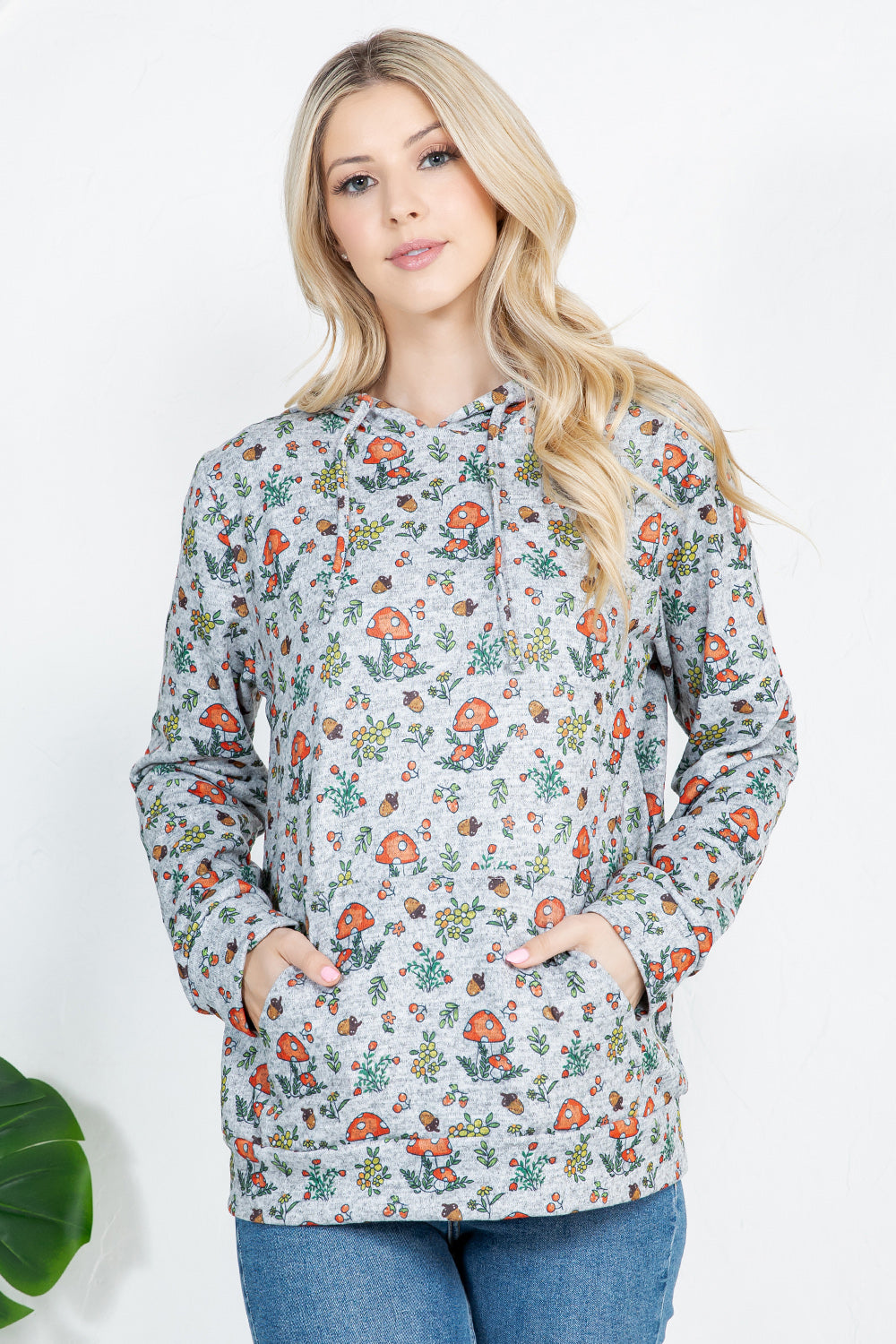 Mushroom print Pullover Hoodie