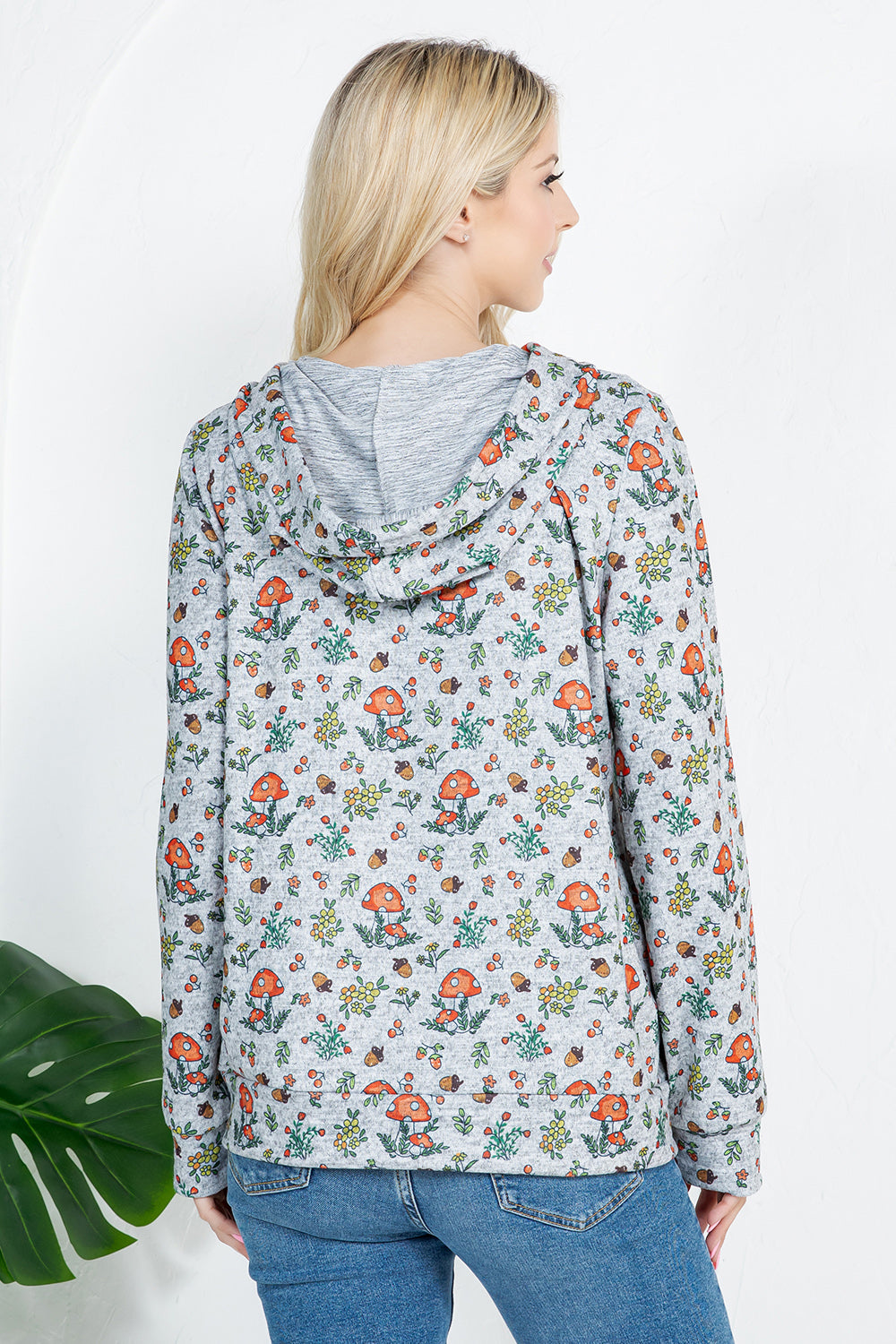 Mushroom print Pullover Hoodie