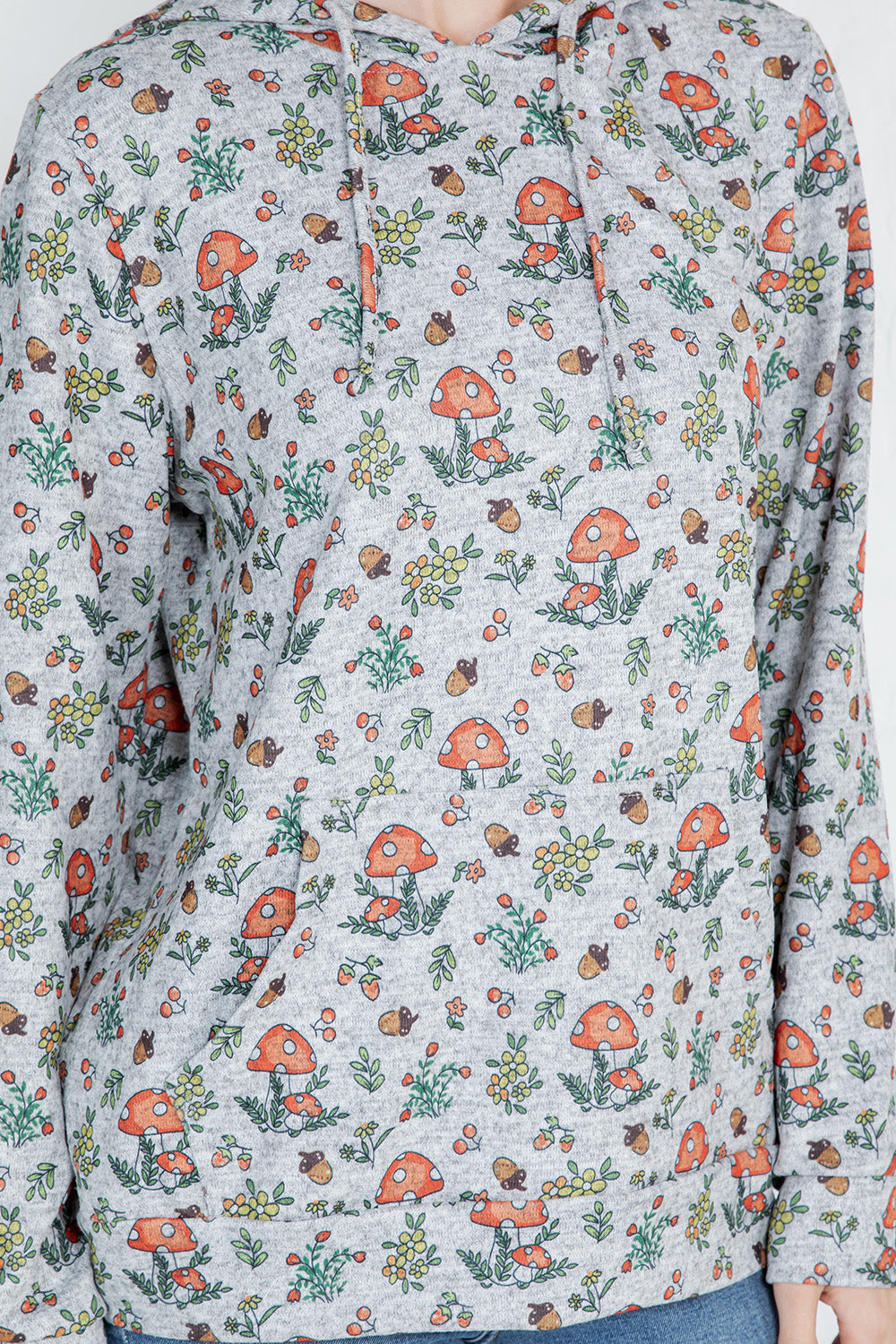 Mushroom print Pullover Hoodie
