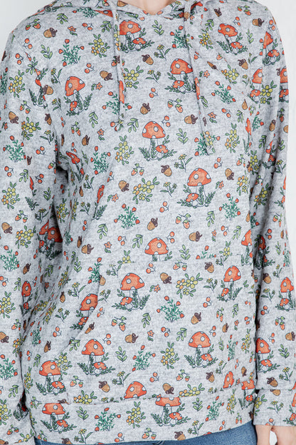 Mushroom print Pullover Hoodie