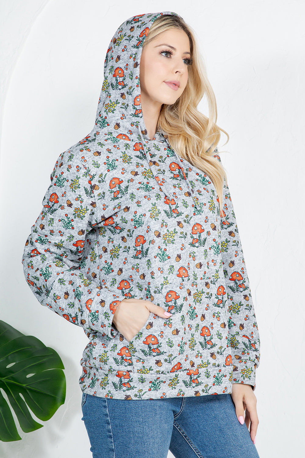 Mushroom print Pullover Hoodie