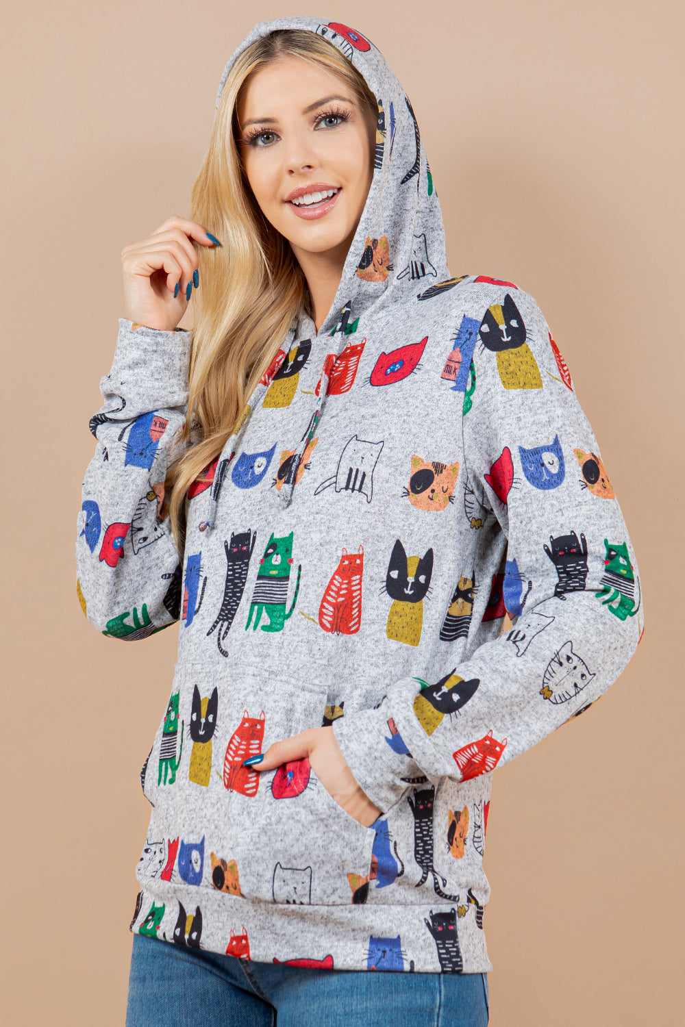 Colorful Cats Pullover Plus Hoodie