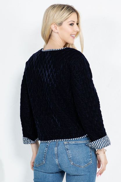 Reversible Quilted Velvet Jacket - Navy