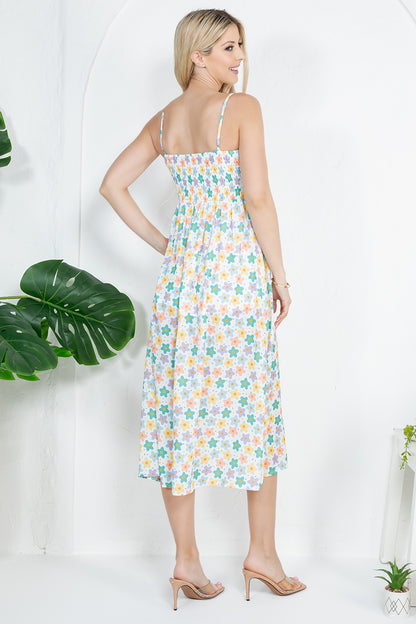 PASTEL COLOR FLOWER PRINT CAMI DRESS