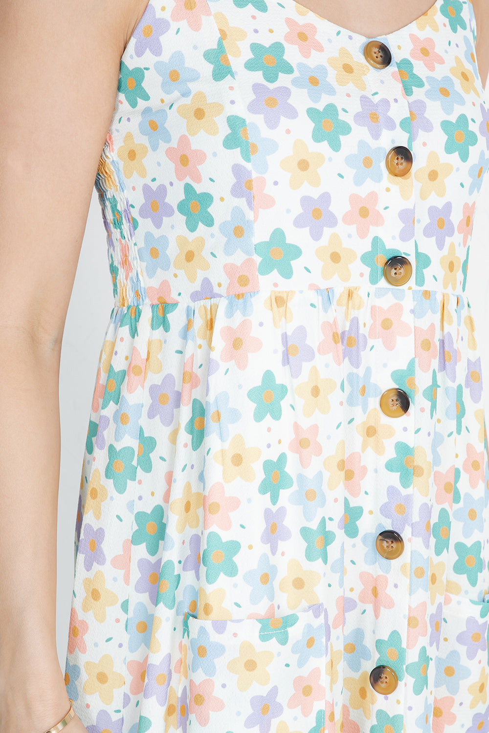 PASTEL COLOR FLOWER PRINT CAMI DRESS