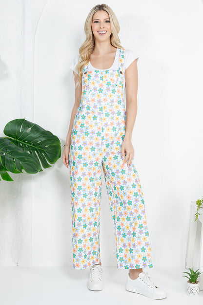 Colorful Floral Print Overall