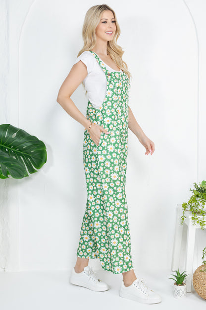 Daisy Print Overall in Green