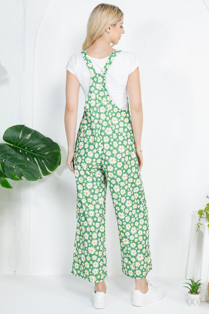 Daisy Print Overall in Green