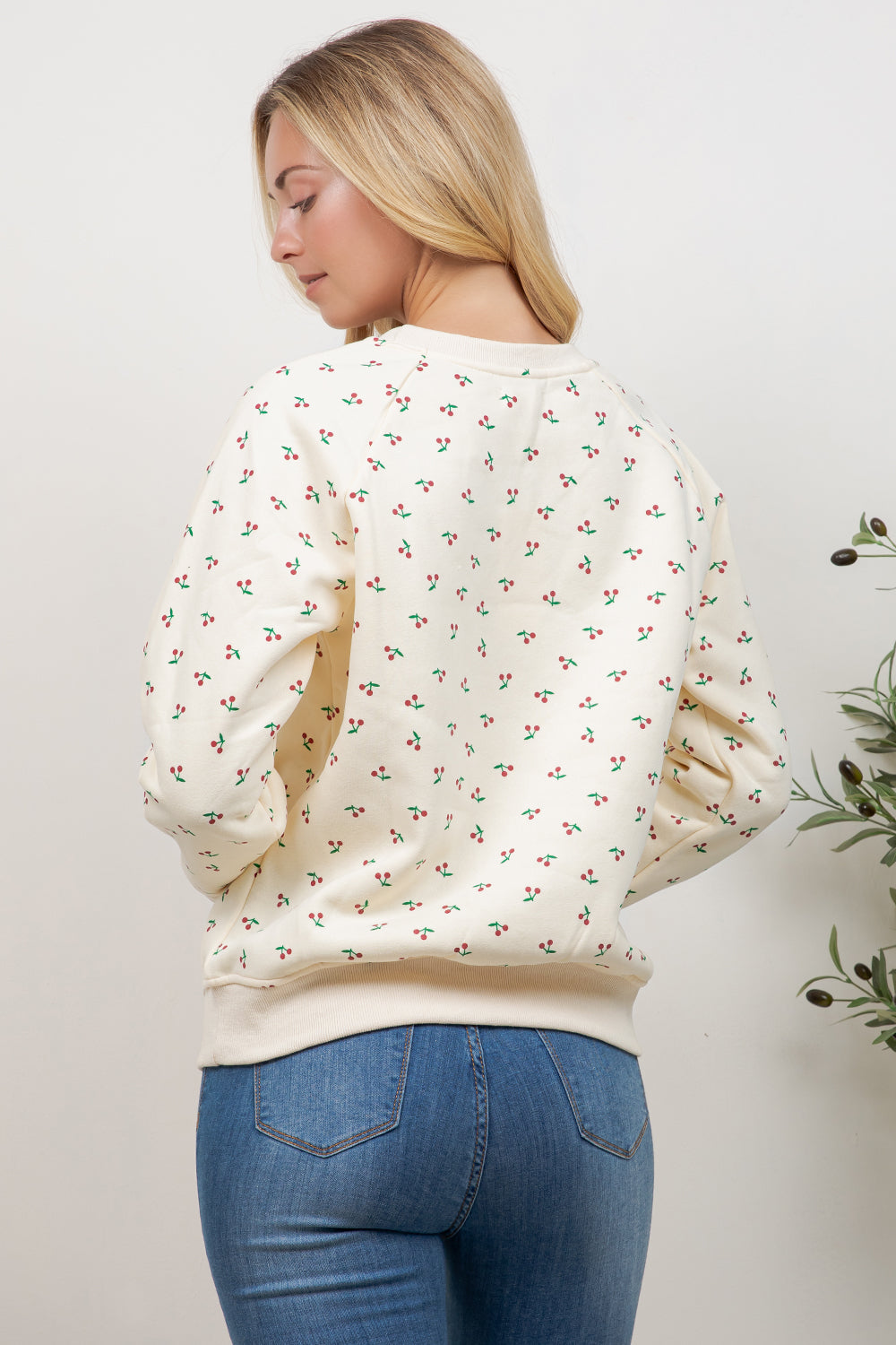 Cherry Print Crew Neck Sweatshirt