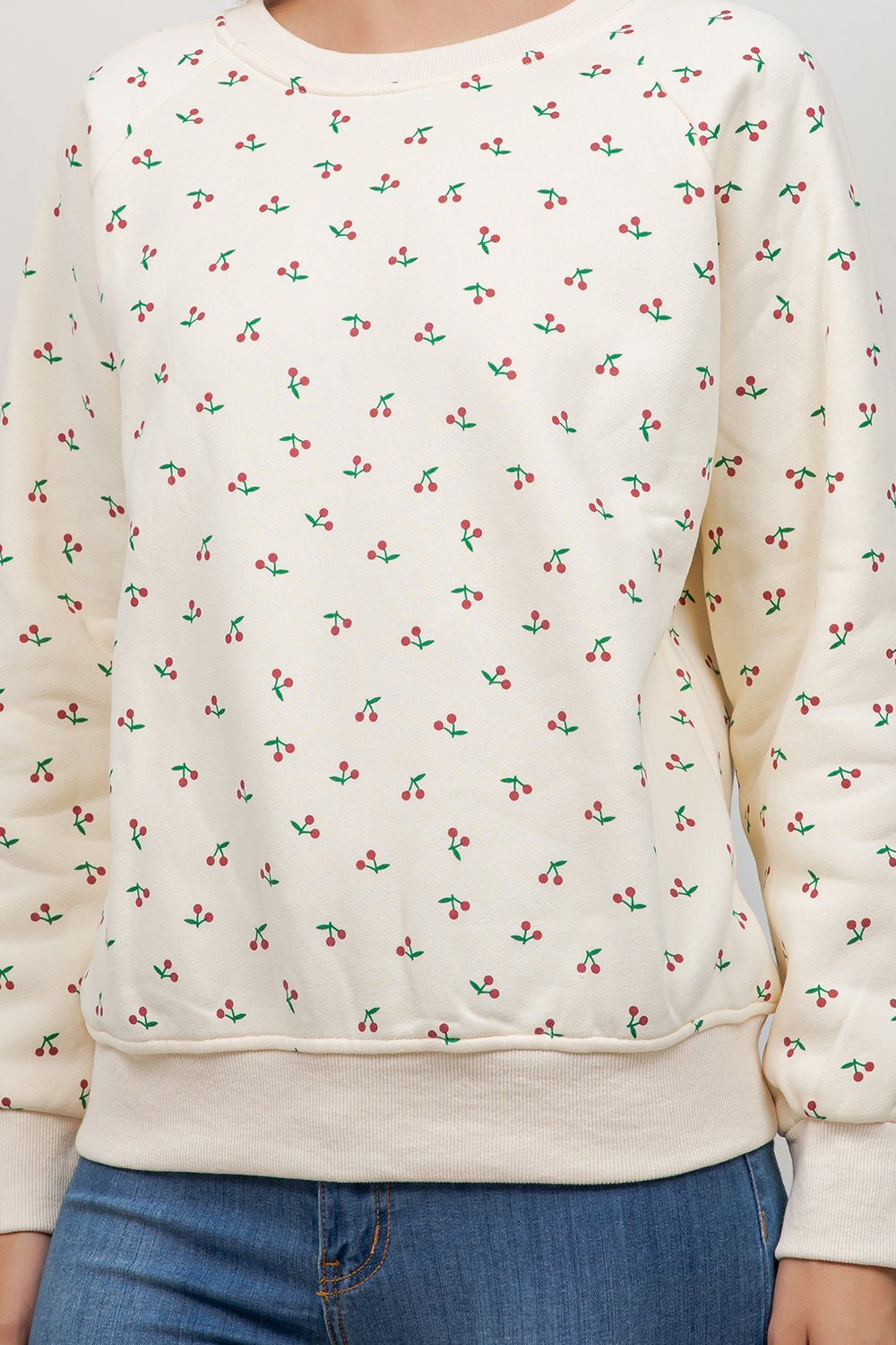 Cherry Print Crew Neck Sweatshirt