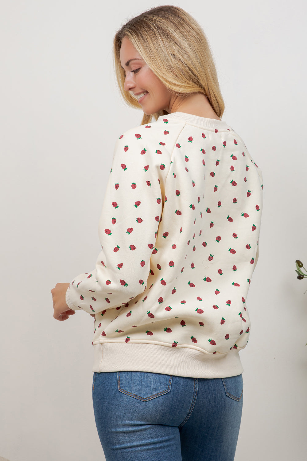 Strawberry Print Crew Neck Sweatshirt