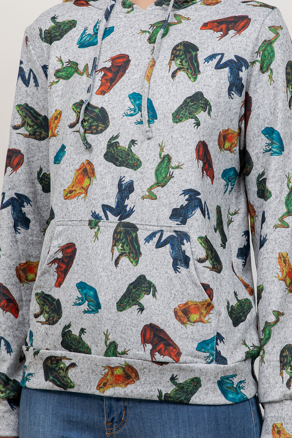 Colorful Frog Print Pullover Hoodie