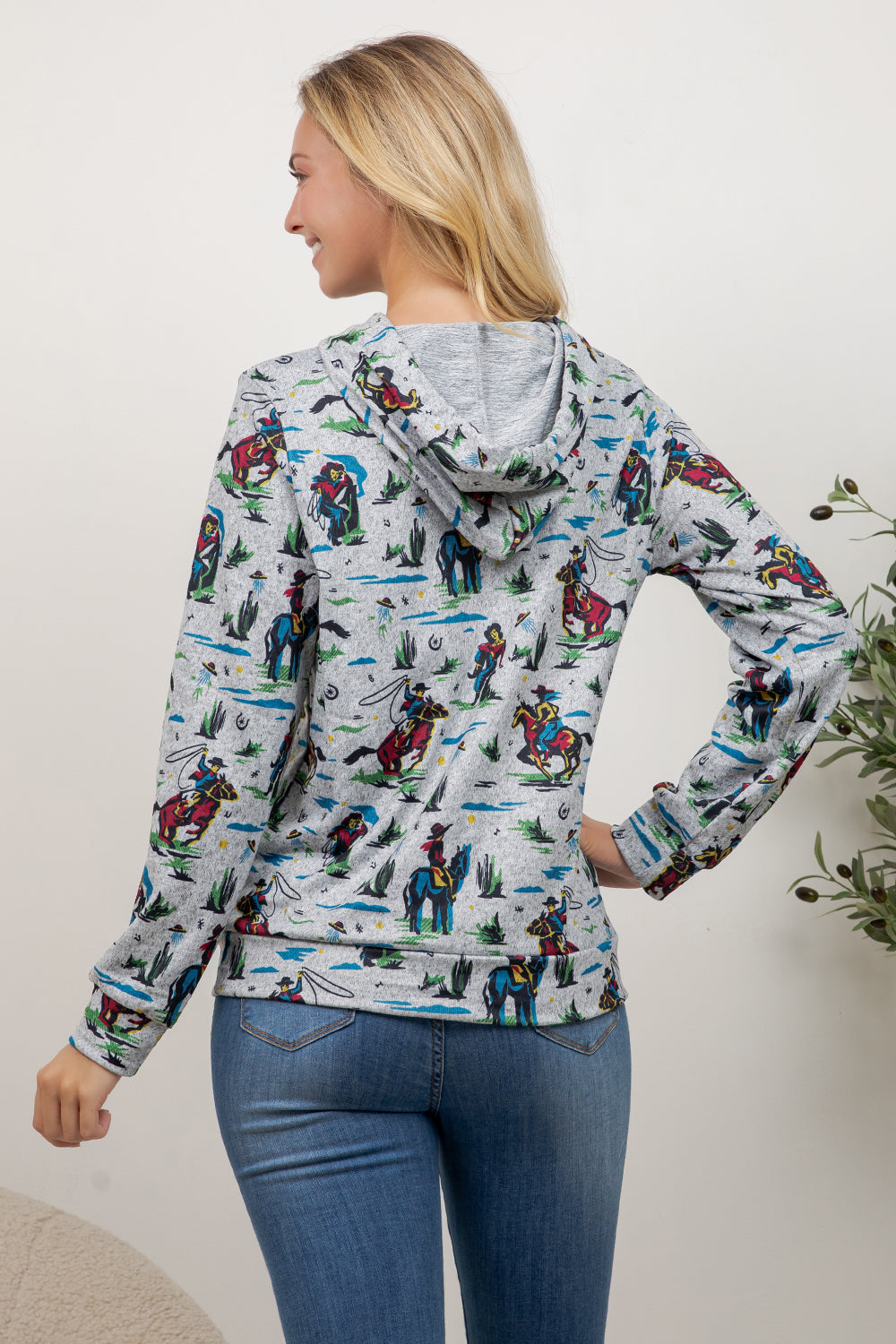 Cow Boy Print Pullover Hoodie
