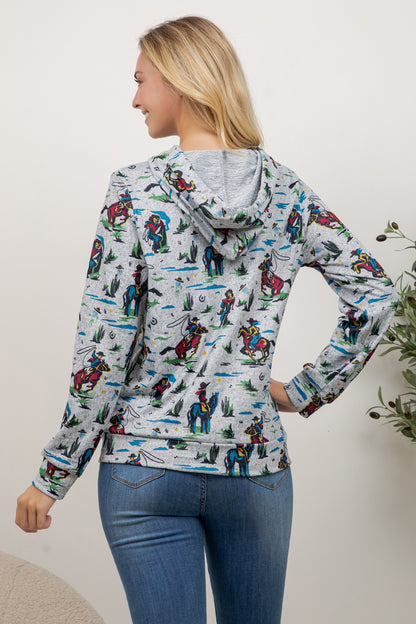 Cow Boy Print Pullover Hoodie