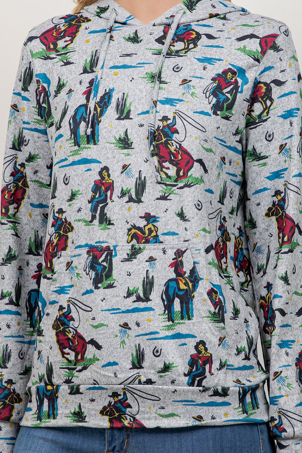 Cow Boy Print Pullover Hoodie