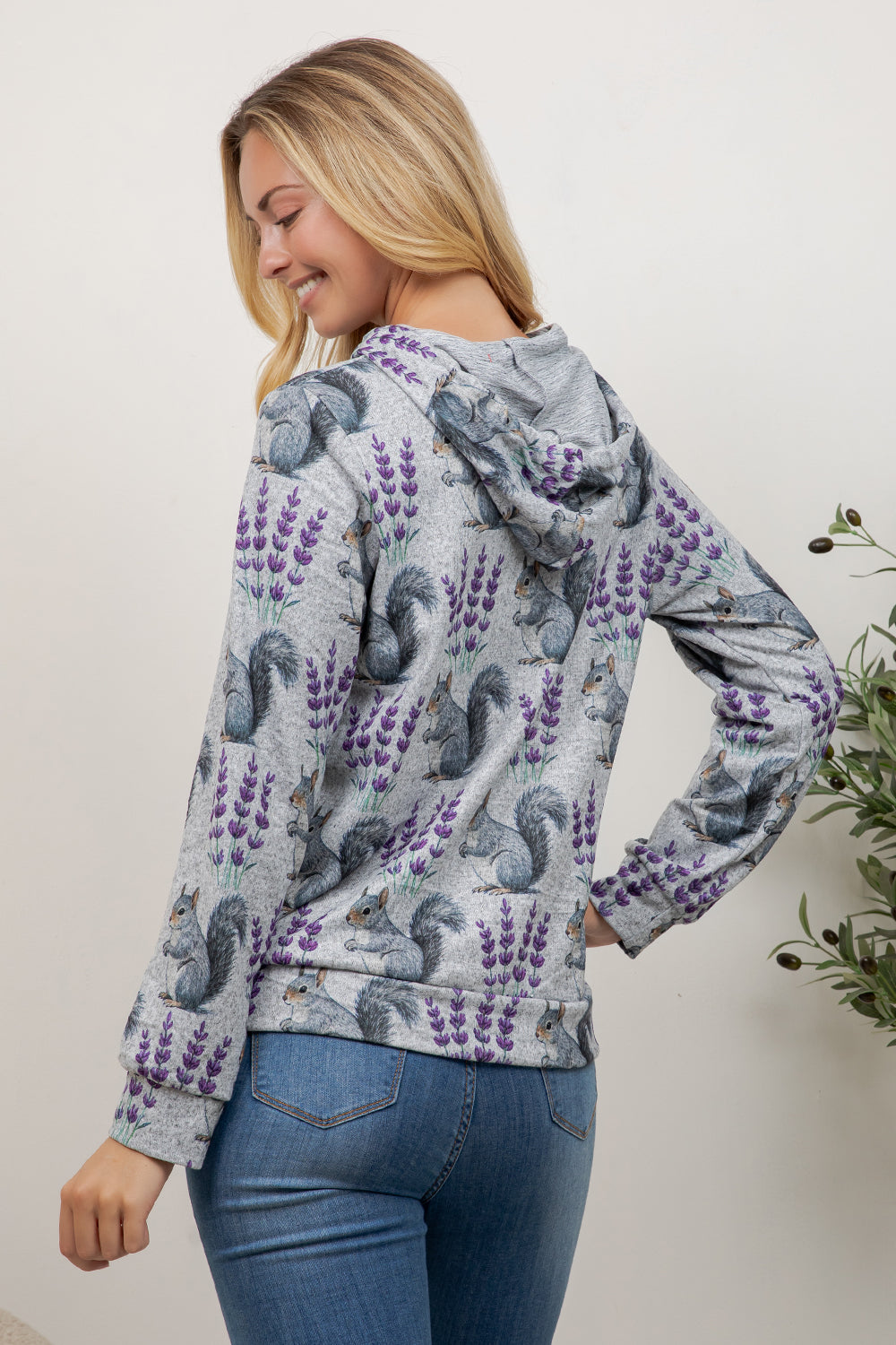 Squirrel Print Pullover Hoodie