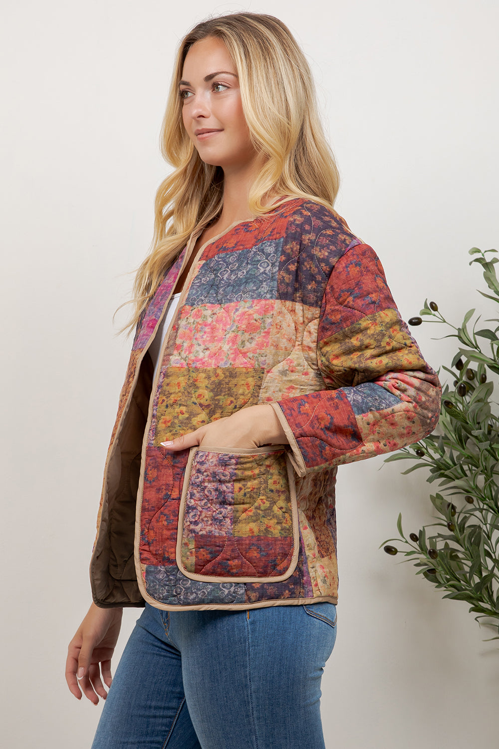 Boho Patch Quilted Jacket