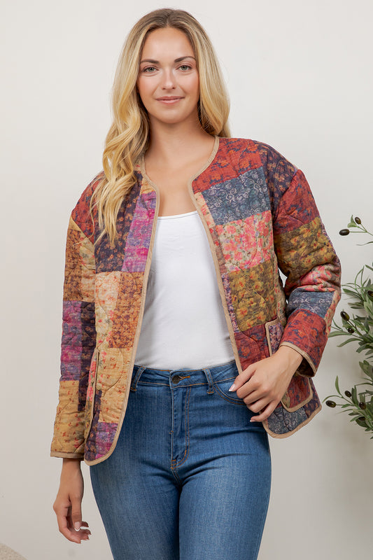 Boho Patch Quilted Jacket