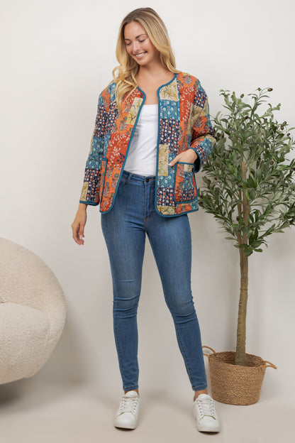 Boho Patch Quilted Jacket