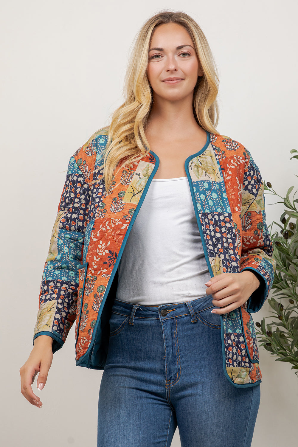 Boho Patch Quilted Jacket