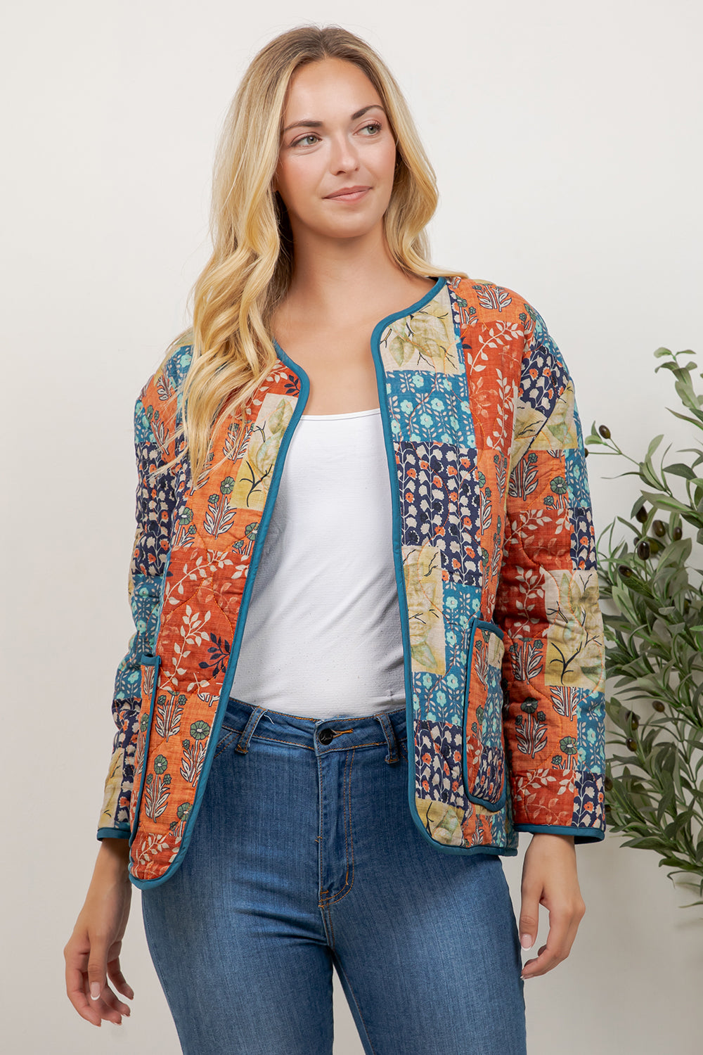 Boho Patch Quilted Jacket