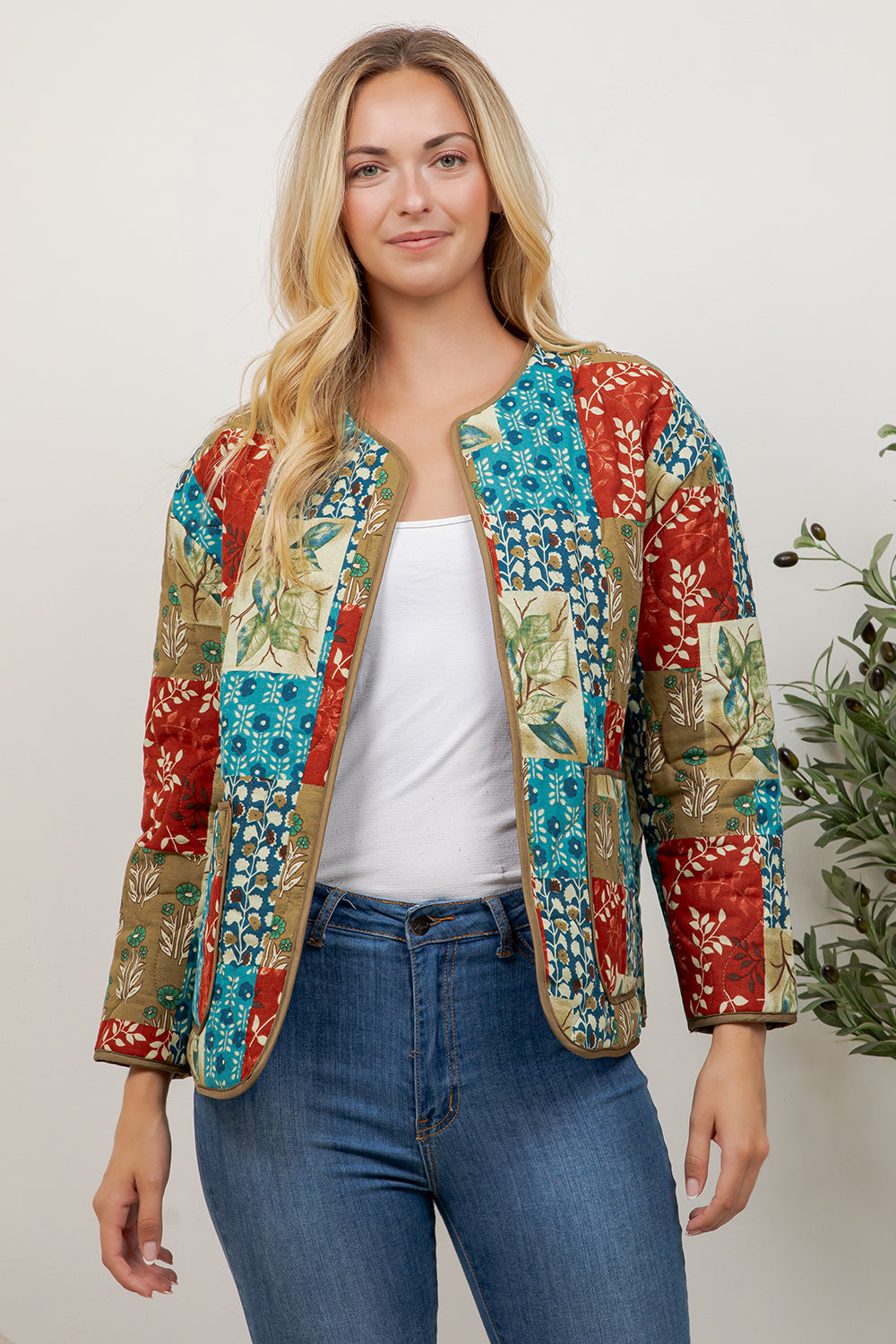 Boho Patch Quilted Jacket