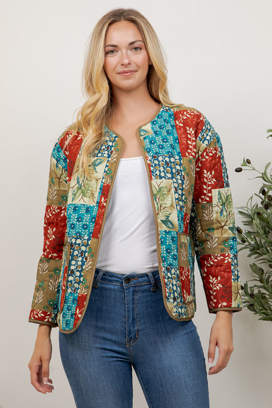 Boho Patch Quilted Jacket