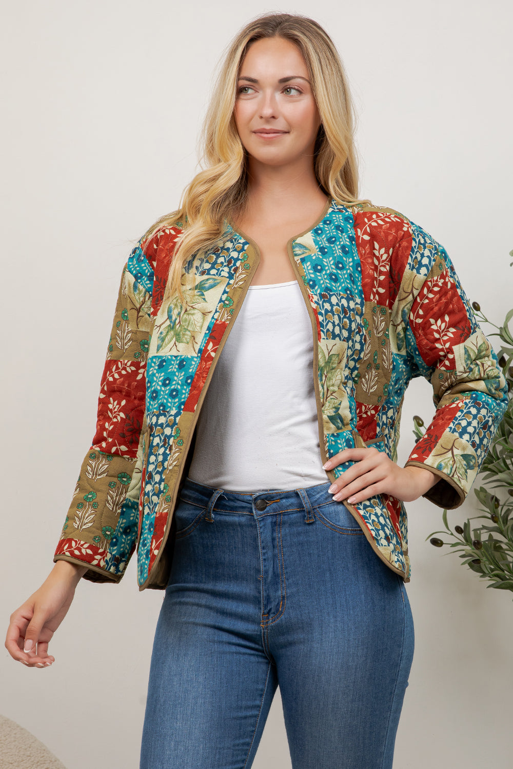 Boho Patch Quilted Jacket