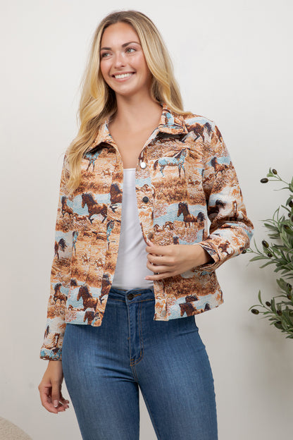 Western Inspired Horse Print Jacket