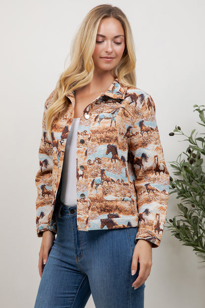 Western Inspired Horse Print Jacket