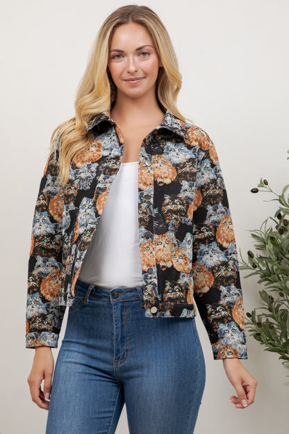 Seamless Variety Cat Print Jacket