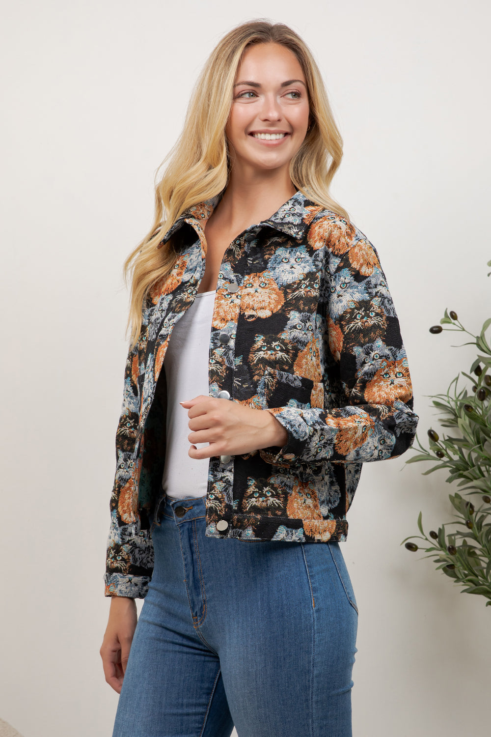 Seamless Variety Cat Print Jacket