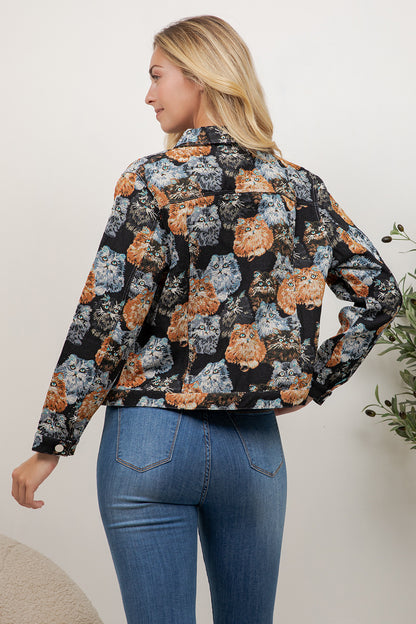 Seamless Variety Cat Print Jacket
