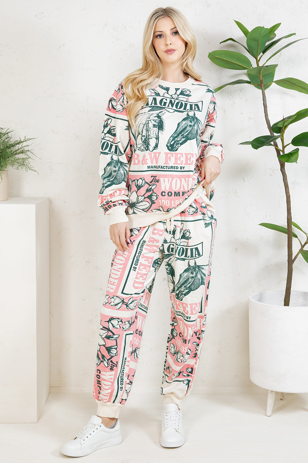 PINK HORSE - COTTON SWEATSHIRT & PANTS