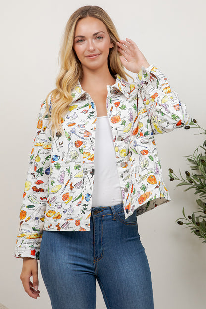Whimsical Kitchen & Culinary Sketch Print Jacket
