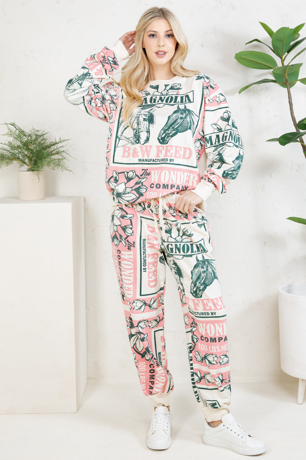PINK HORSE - COTTON SWEATSHIRT & PANTS