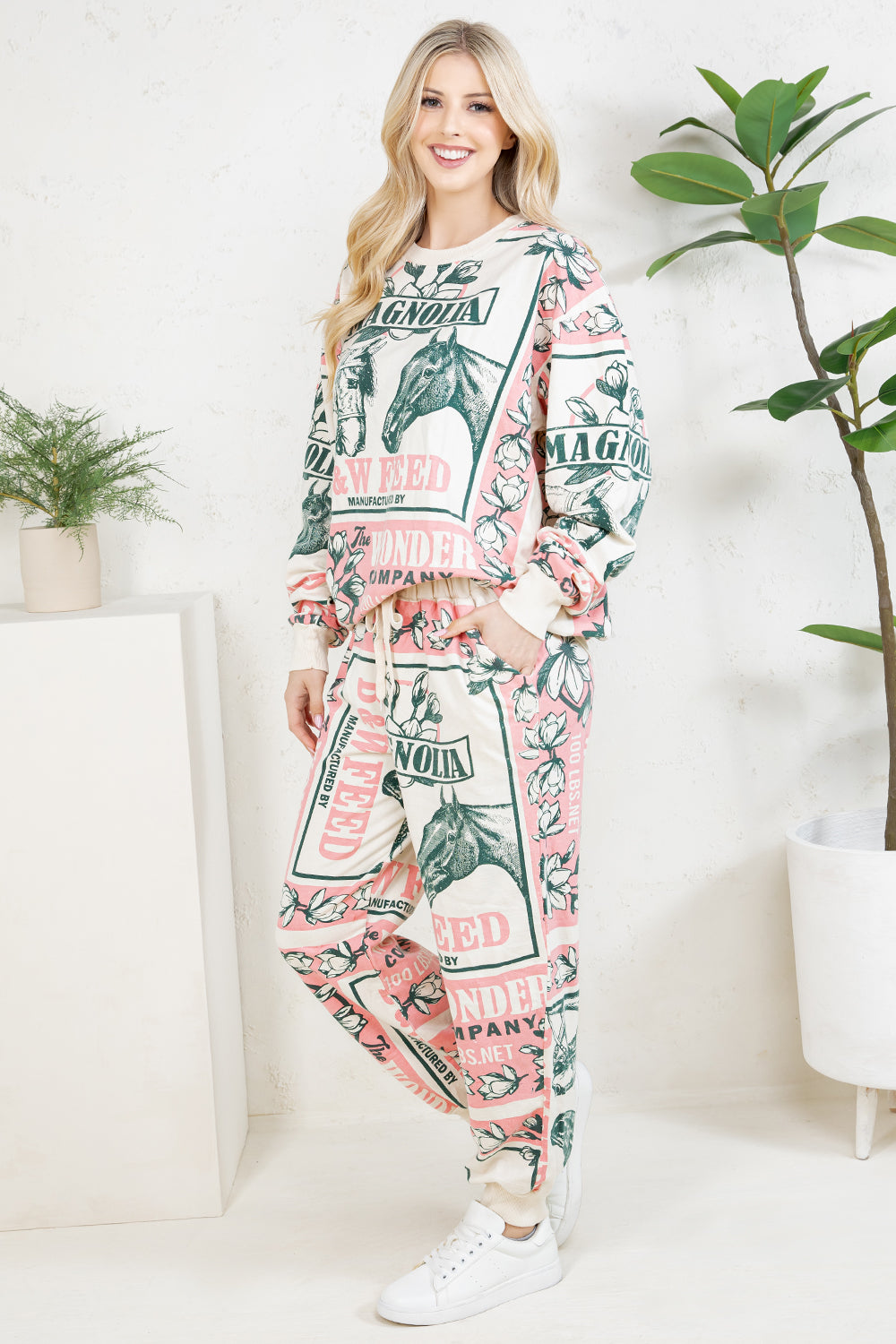 PINK HORSE - COTTON SWEATSHIRT & PANTS