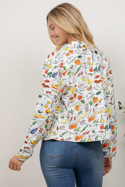 Whimsical Kitchen & Culinary Sketch Print Jacket
