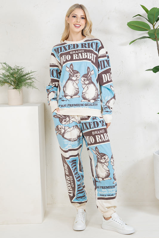 RABBIT - COTTON SWEATSHIRT & PANTS