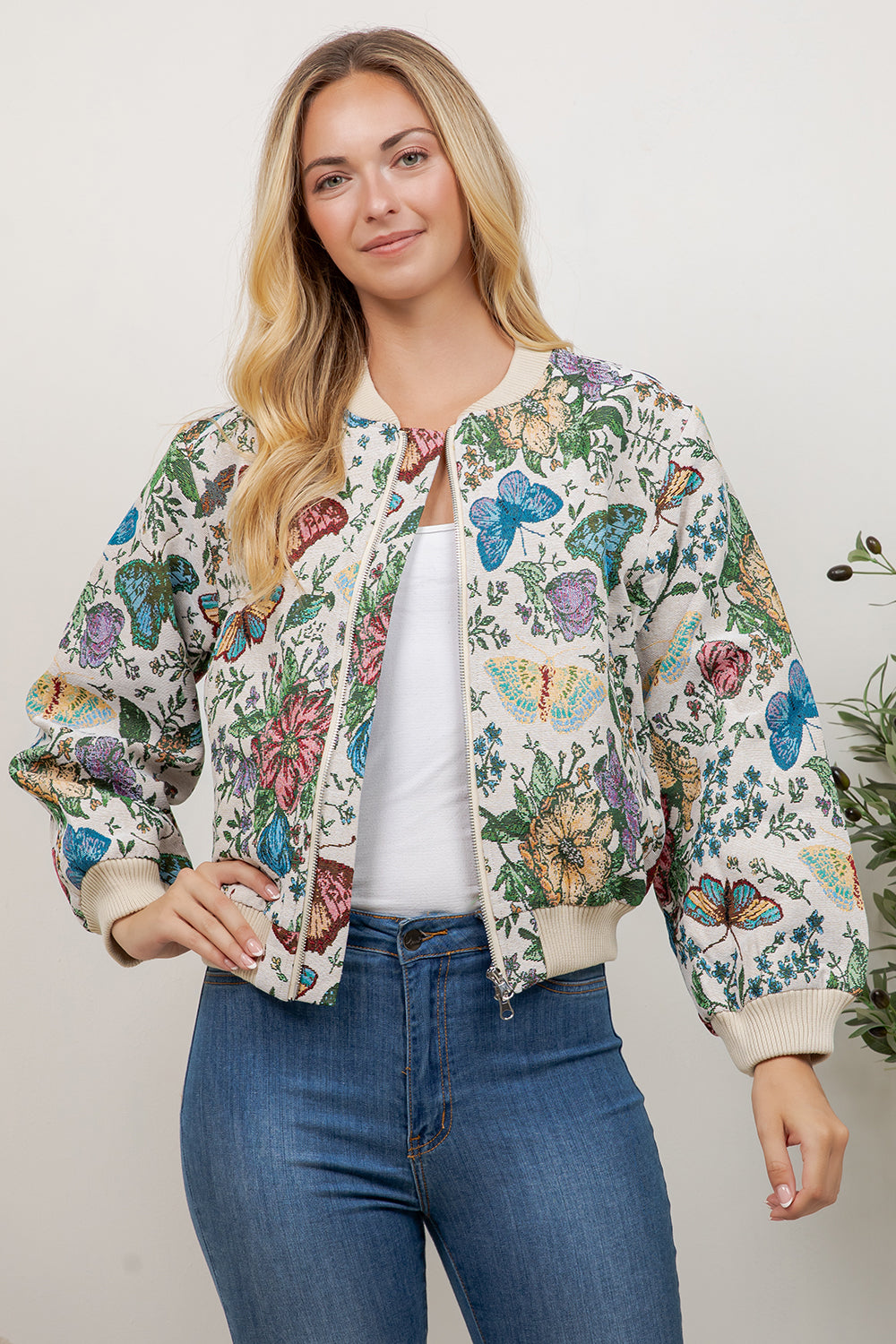 Butterfly Tapestry Bomber Jacket