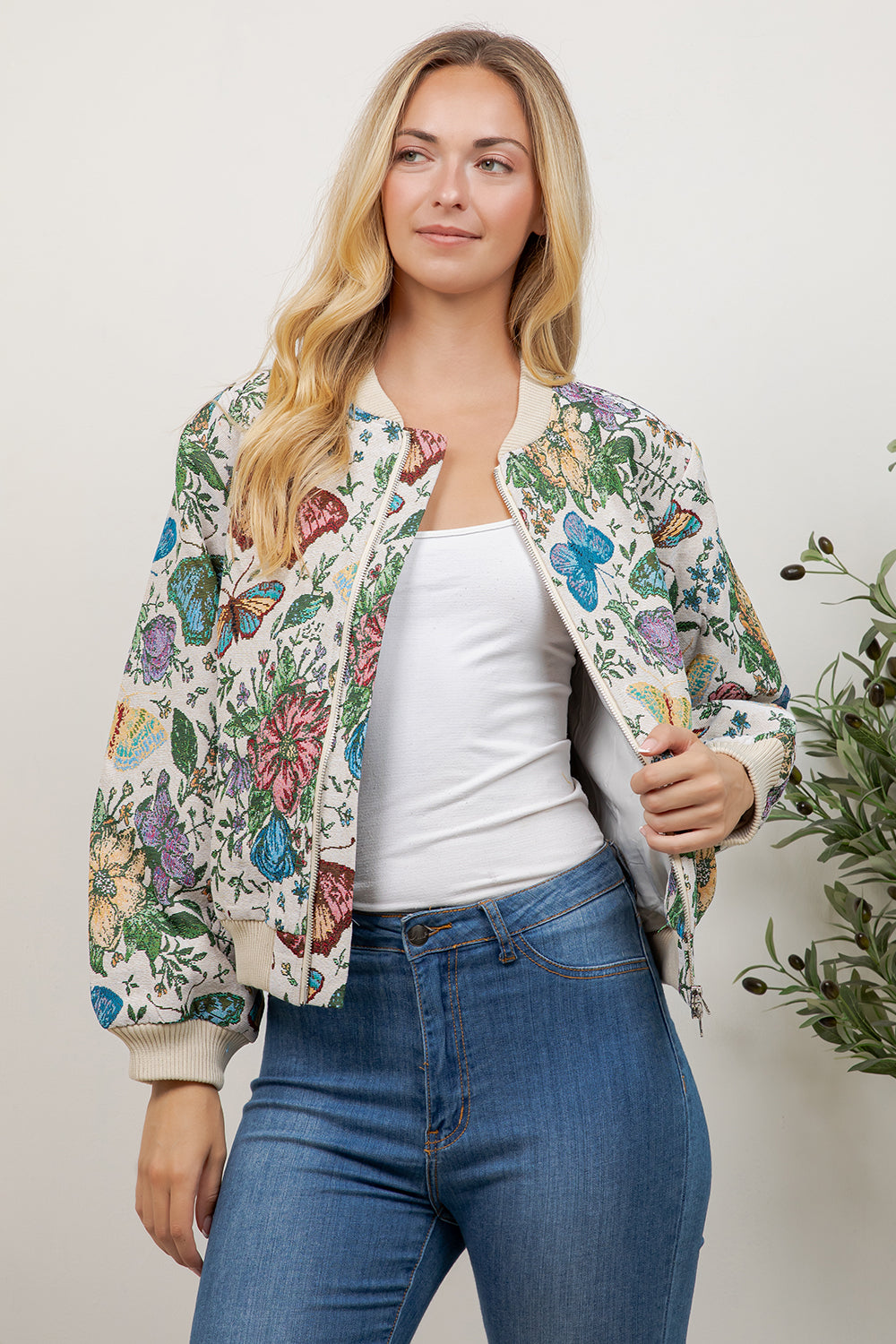Butterfly Tapestry Bomber Jacket