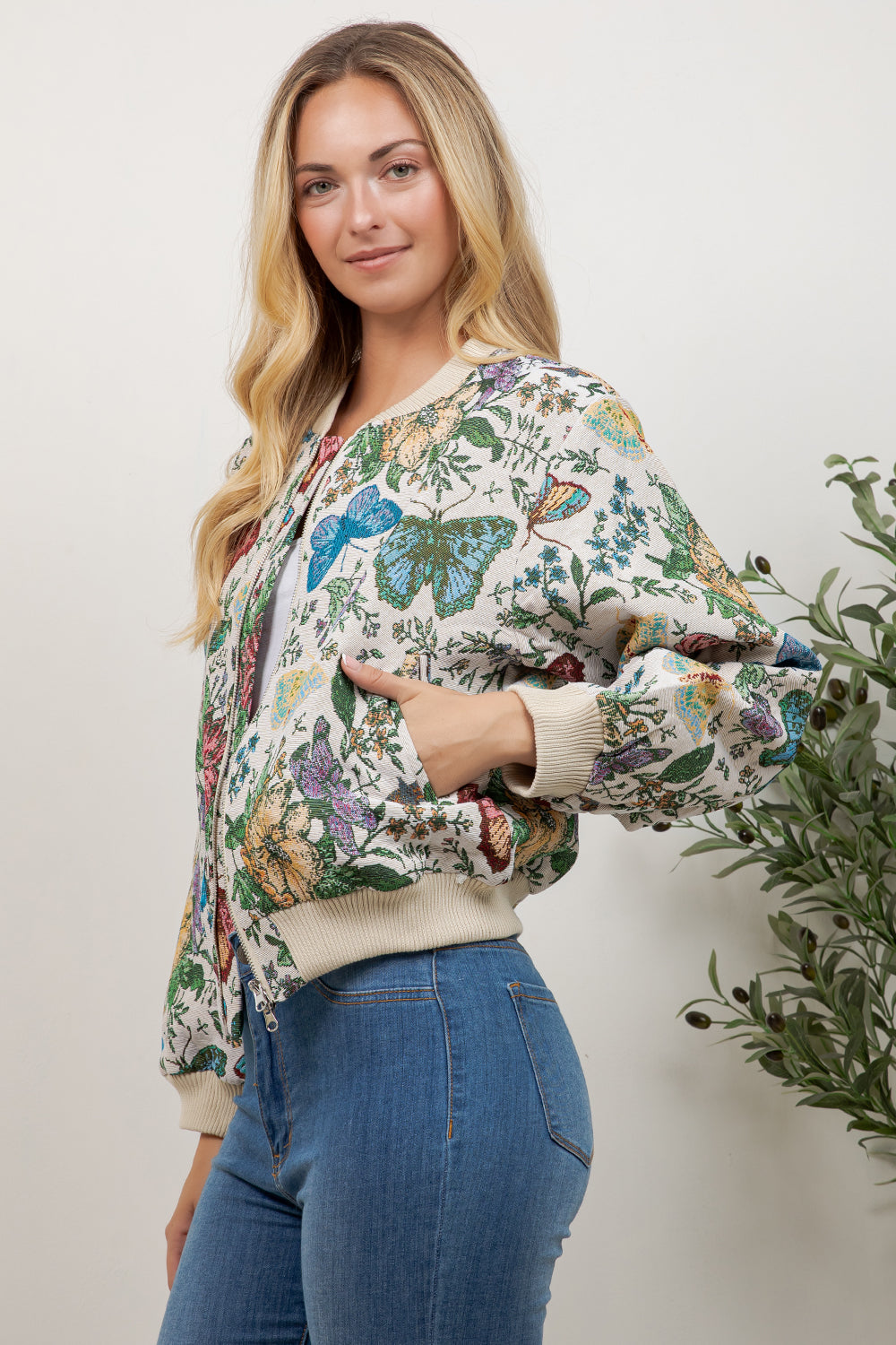 Butterfly Tapestry Bomber Jacket