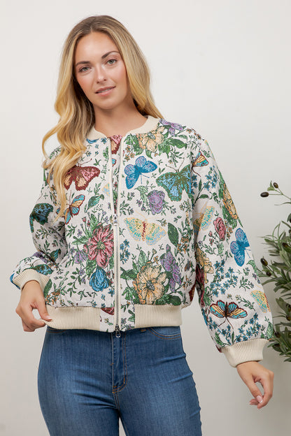 Butterfly Tapestry Bomber Jacket