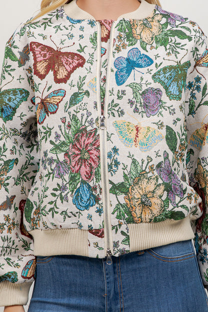 Butterfly Tapestry Bomber Jacket