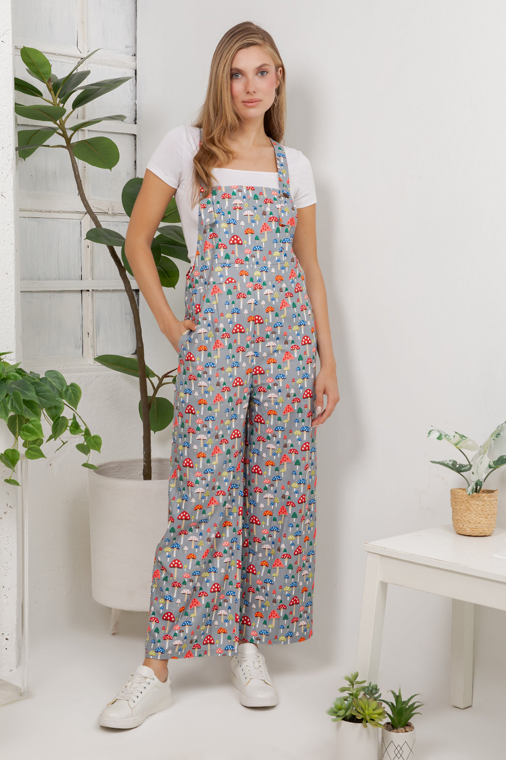 Retro Mushroom Overall Jumpsuit