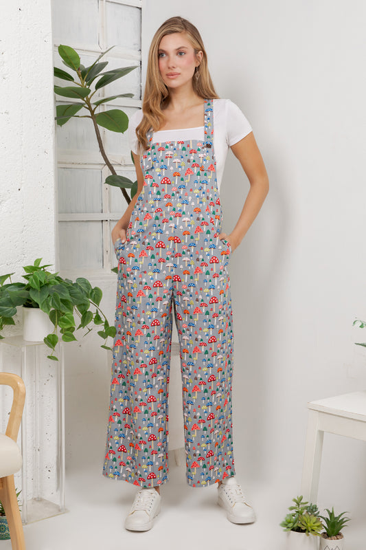 Retro Mushroom Overall Jumpsuit