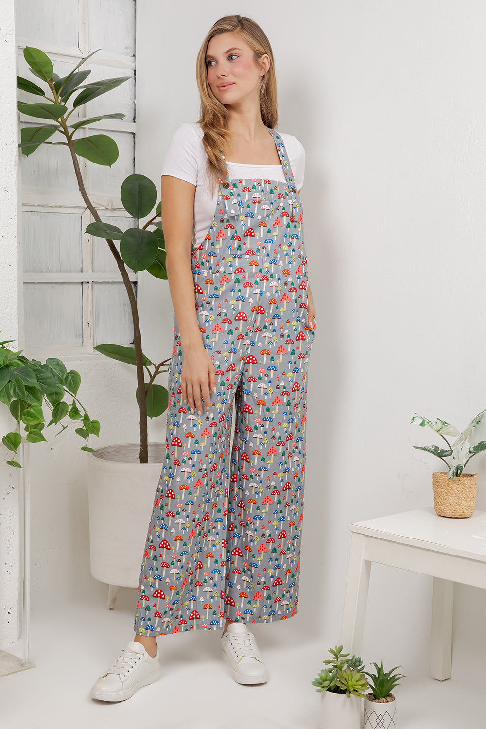 Retro Mushroom Overall Jumpsuit