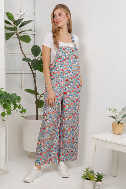 Retro Mushroom Overall Jumpsuit